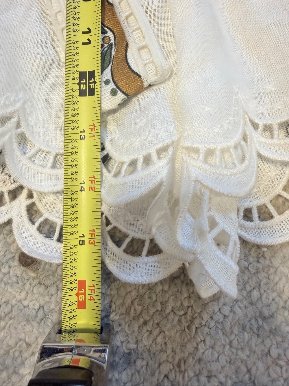 Farm Rio XS NWT White Floral Embroidered Scallop-Hem Women’s Shorts - Picture 7 of 8